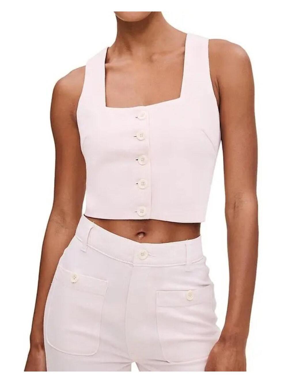 179$ DL1961 lizzie Linen-Blend Cropped Top Sleeveless Women's Size XS Pink